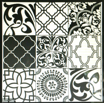 Black and white tile peel and stick wallpaper NEXTWALL boho chic NW30300 N
