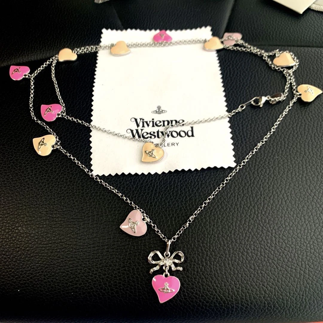 Pink Ribbon Clear Heart Necklace- Order Wholesale