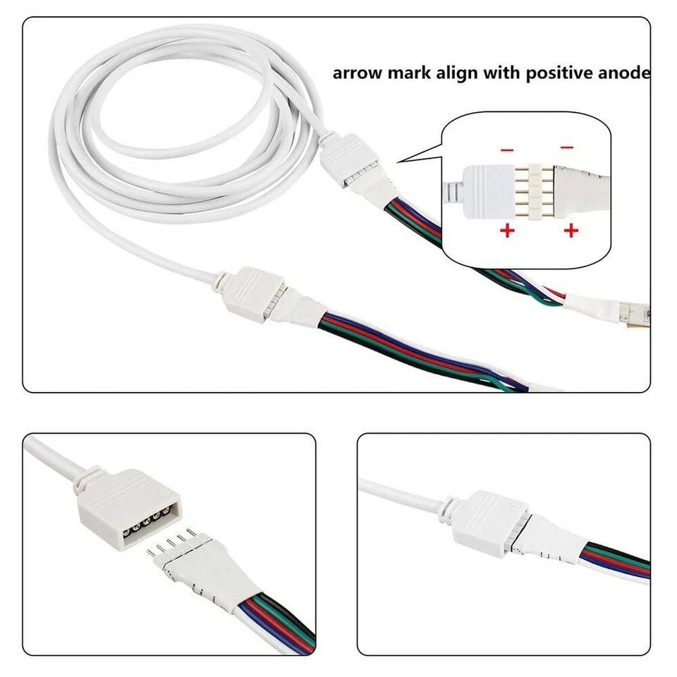 30CM 1M 2.5M 5M 4/5pin led connector Extension Cable cord Wire with needle - Image 4 of 4