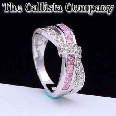 1.4K+ SOLD THE CALLISTA CO LAB-CREATED SQ CUT PINK 3A+CZ S925 SILVER RG SZ 6,7,8