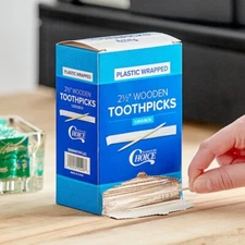 US Seller Choice Mint Individually Wrapped Round Wooden Tooth Picks 1000