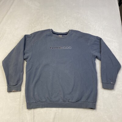 Y2K Nike Center Swoosh Spellout Crewneck Sweatshirt Large Ribbed Shoulder