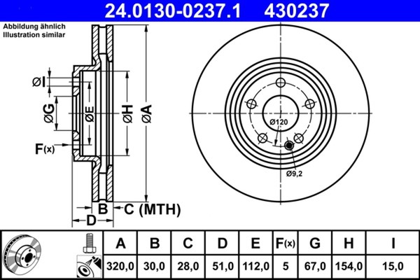 2X ATE Bremsscheibe 24.0130-0237.1 FüR Klasse Mercedes CLA GLA W176 C117 X156-image