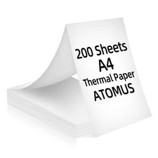 Thermal Printer Paper, Folded A4 Size Thermal Paper 200 Sheets 8.27x11.69' Mu...