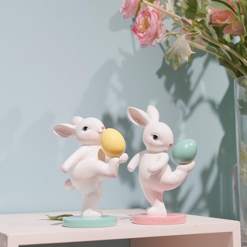 Easter Decorations Bunny Decor Spring-Figurines - 2PC Cute Rabbits Easter Tab... - Picture 8 of 9
