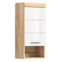 HäNgeschrank Lambada - Sonoma Eiche - Weiß Hochglanz - 37 Cm Badschrank