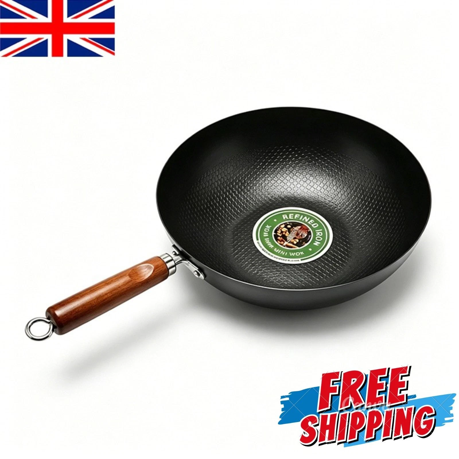 32cm Non Stick Refined Iron Wok Pan with Wooden Handle for Induction Gas Hobs
Opens in a new window