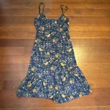 Nasty Gal Floral Midi Sundress Ruffle Strappy Sleeveless V-Neck US 6