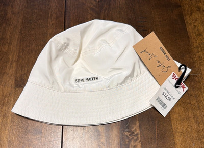 STEVE MADDEN-Women's White Bucket Satin Lined One Size Hat/Cap-NWT
