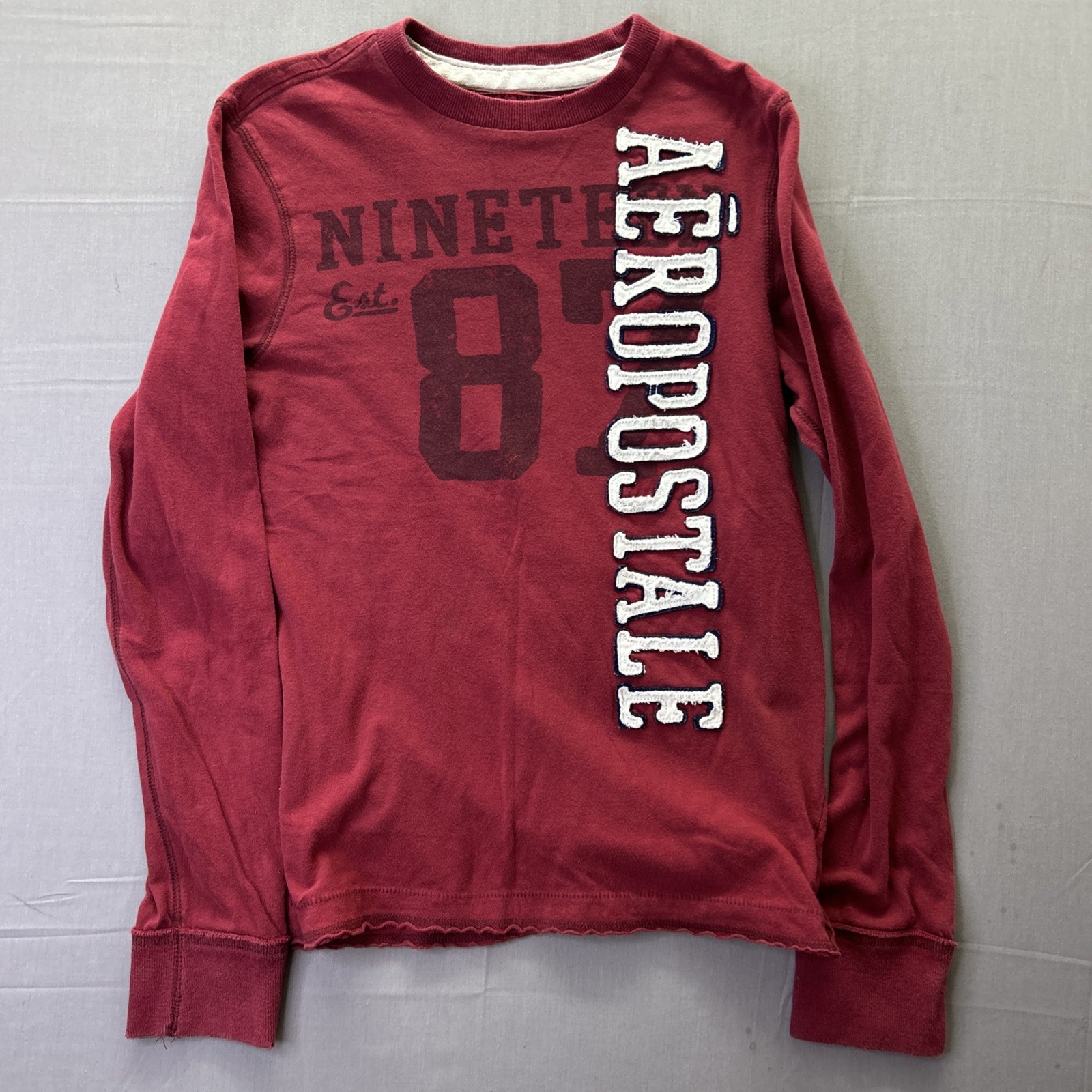 Y2K Aeropostale Logo Long Sleeve Shirt Men’s Size XS Grunge Preppy Maroon Aero