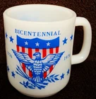 VINTAGE MILK GLASS BICENTENNIAL 1776-1976 COFFEE MUG, CUP