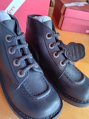 Kickers Kinderschuhe Gr.32 Schnürschuhe Echtleder neu schwarz