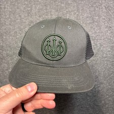 Beretta Trucker Hat Mens OSFA Gray Mesh Back Snapback Logo Flat Brim