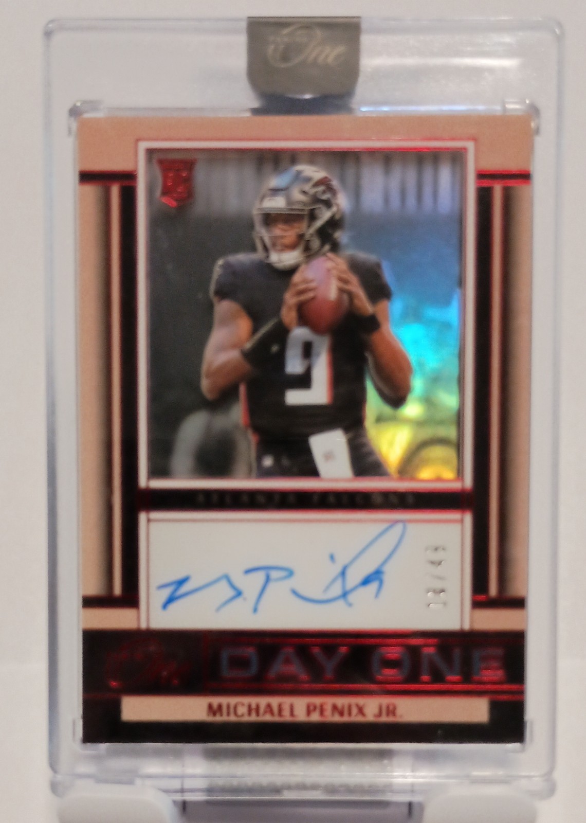 2024 Panini One - Day One Autographs Michael Penix Jr. #142 RED #/49 (AU, RC)