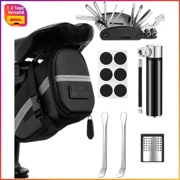 Fahrrad Reparaturset 16-In-1 Multitool 120 Psi Mini-Luftpumpe Werkzeugset Mtb-image