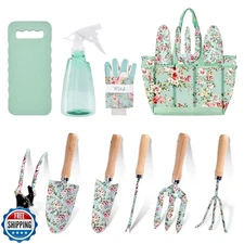 WNJ Gardening Tool Set, 10 PCS Heavy Duty Floral Pattern Garden T