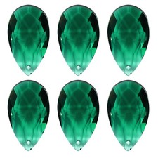 6 Pcs Green K9 Crystal Pendants Teardrop Beads 38mm Chandelier Prisms Parts