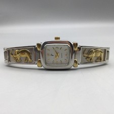 P Logo Elephant Bracelet Watch Womens Quartz Two-Tone Bangle New Battery 6.5"