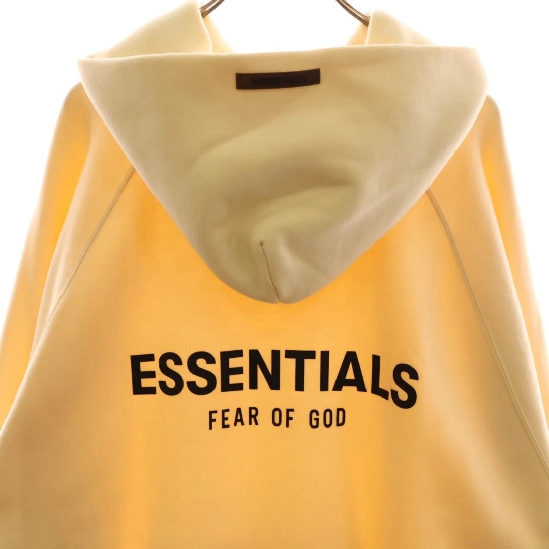 Felpa con cappuccio FEAR OF GOD ESSENTIALS logo gomma pullover beige usata ed4a3911bd79