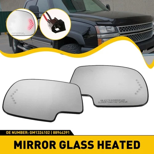2PCS Mirror Glass Power Heated Plastic Backed Right+Left for Cadillac GMC Chevy