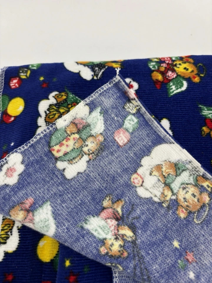 Vintage Teddy Bear Angels On Clouds Corduroy Fabric 2.3 Yards Baby Room Blanket - Image 4 of 4