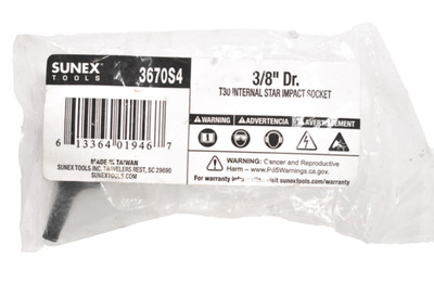 Sunex Tools 3670S4 3/8'' Drive T30 Internal Star Impact Socket Tool Genuine OEM