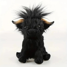 Black Highland Cow Yak 10" Stuffed Animal Plush Toys Toddler Doll Kids Gifts