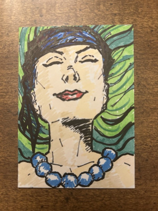 ACEO Original Pen & Ink Fantasy Comic Woman ATC Artist Trading Card OOAK 2.5x3.5