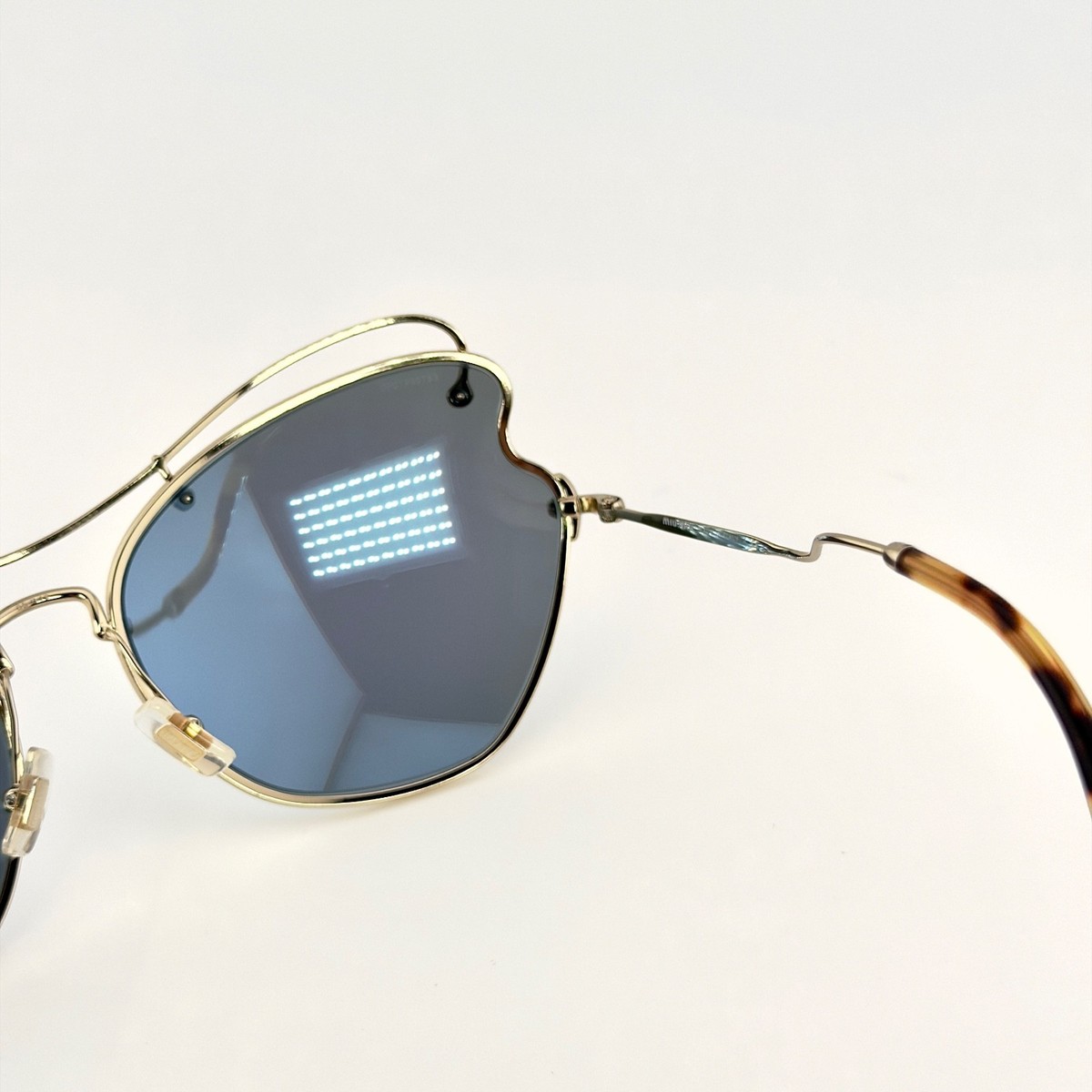 MIU MIU SCENIQUE MU56RS 56R Gold Blue Mirrored Metal Oversized