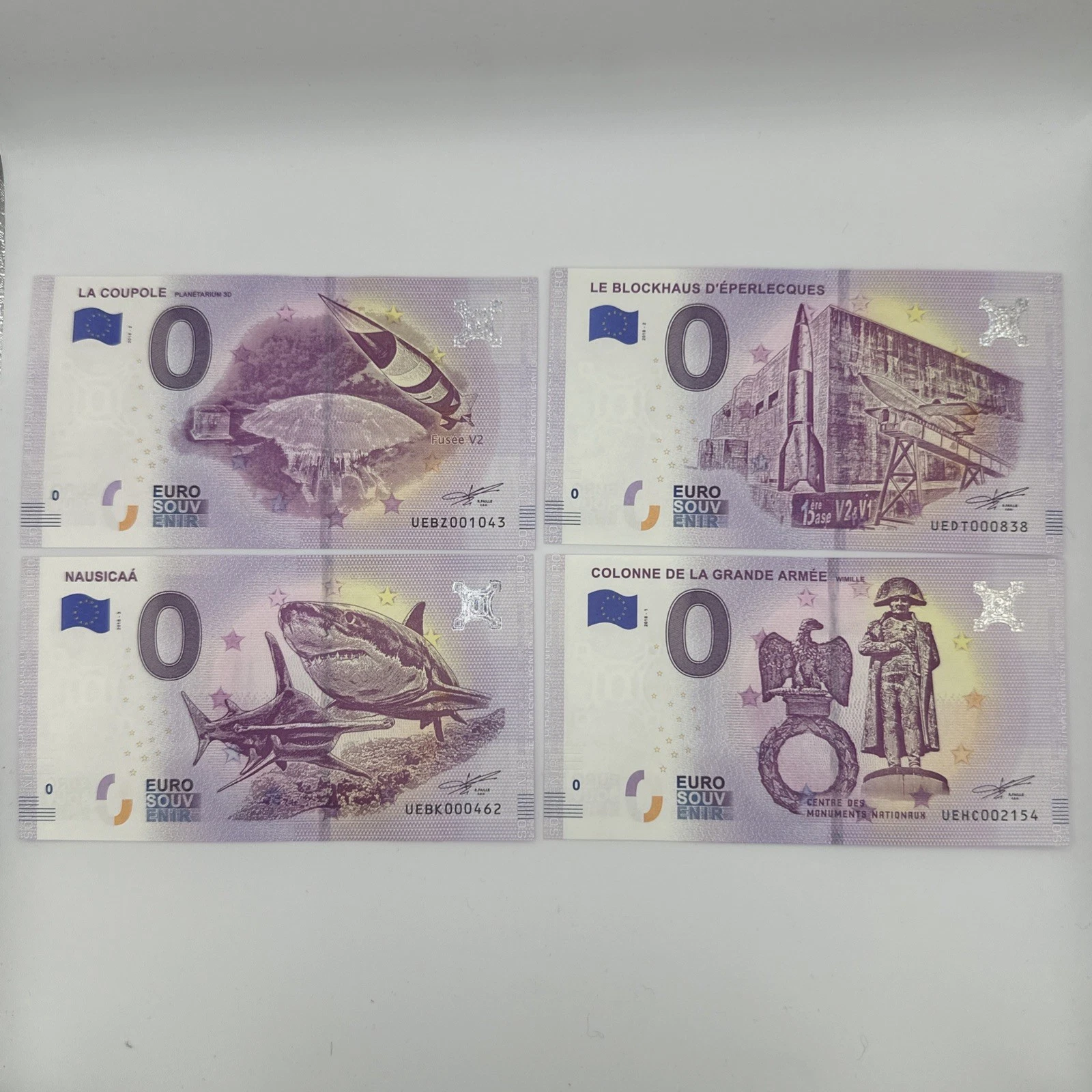 Lot 4 Billets  Zéro 0 € Euro Touristique / Souvenir 2018