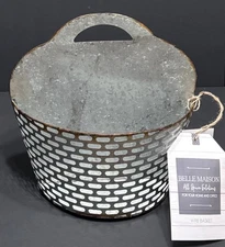 Belle Maison Galvanized Steel Basket Wall Hanging NWT Primitive Functional Decor