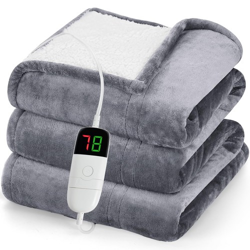 Heated Blanket Electric Throw 50"X60", Heating Blanket with 10 Heat Levels 1/...
