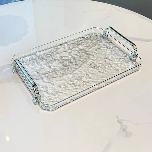 with Handle Water Ripple Storage Tray Light Luxury Serving Platter Household - Picture 7 of 16