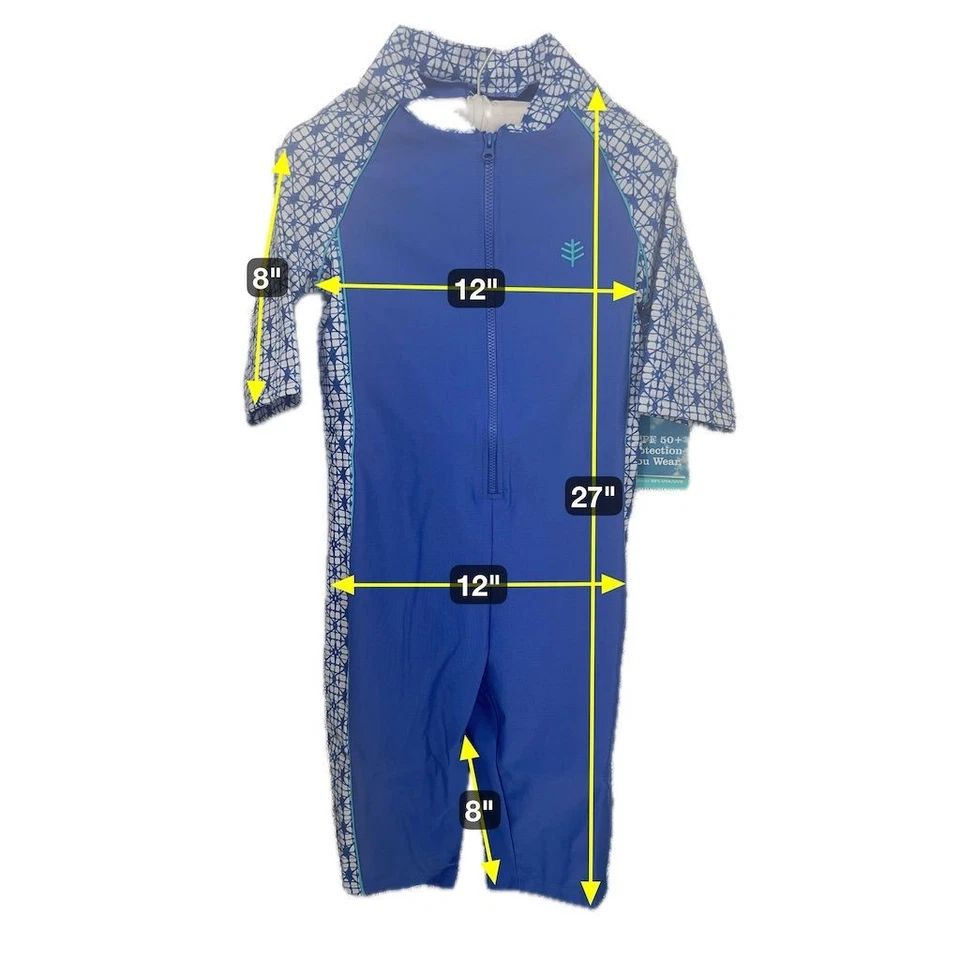 Traje de baño de surf Coolibar azul juvenil UPF 50 S 5/6 cuello a rodilla NUEVO Foto 2 de 4