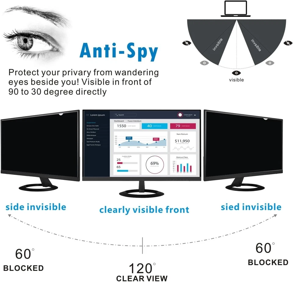McgojoHi 17-inch Computer Privacy Filter for 17" Square Monitor(5:4 Aspect Ratio - Image 2 of 3