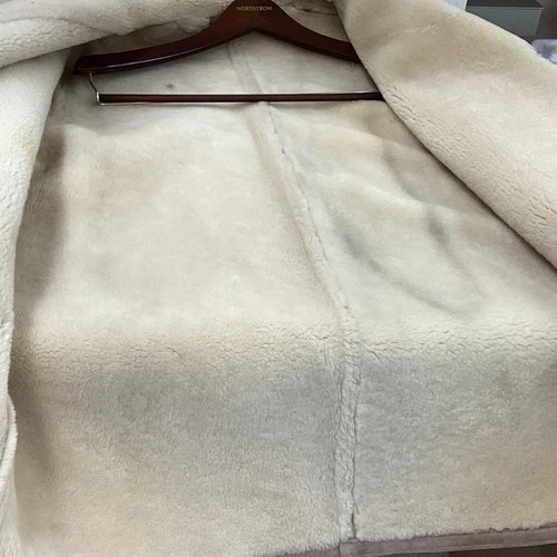 Norm Thompson Men’s Brown Shearling Overcoat 42 Button Front Fur Trim Pockets image 4