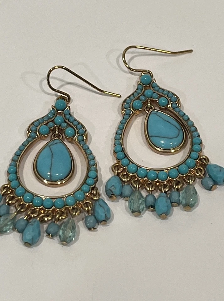 Pendientes colgantes de turquesa con araña dorada Ralph Lauren de colección Foto 3 de 4