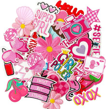 Pink Iron on Patches, Girls Pink Patches Embroidered Applique for Clothing, Jack