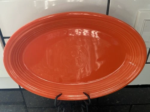 Fiesta Ware Poppy Orange Large Oval Serving Platter. Very Nice!