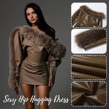 Woman Skew Collar Mini Dresses Full Sleeve Fashion Mini Bodycon Dresses