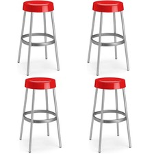 Set 4 Sgabelli bar gim rosso ALTO CM 80 S-cab ARREDO CASA Gambe in Alluminio Ano