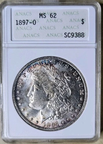 1897-O Morgan Silver Dollar MS62 ANACS Soapbox Original BU Uncirculated Looks 63
