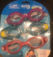 Water Sun  Fun Swim Goggles Polycarbonate lens w/UV Protection 3 pack Youth 8 