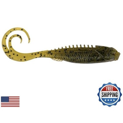 Northland Eye-Candy Grub 3'' - Green Pumpkin - Walleye Bass Soft Bait - 5ct Pack