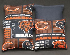 4 CORNHOLE BEANBAGS made w CHICAGO BEARS Fabric Top Quality, Handmade