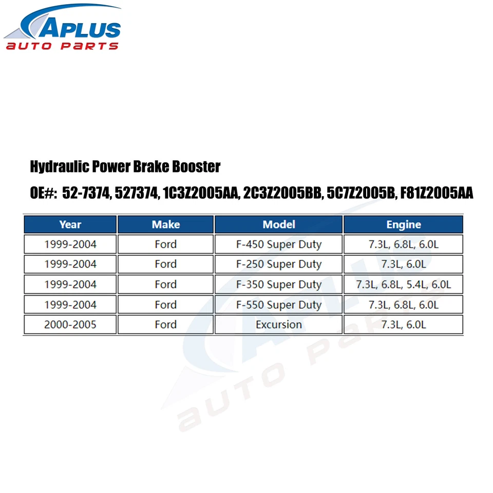 Hydraulic Brake Booster For Ford F-250 F-350 F-450 F-550 Super Duty 1999-2004 — 第 3/4 张图片