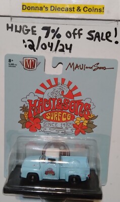 NEW M2 MACHINES 1:64 DIECAST BLUE MAUI & SONS '56 1956 FORD F-100 TRUCK-RARE!