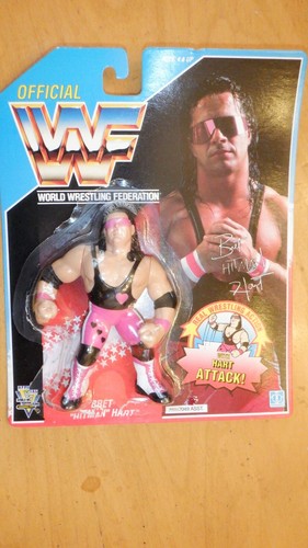 WWF HASBRO BRET THE HITMAN HART ATTACK BLUE USA CA...