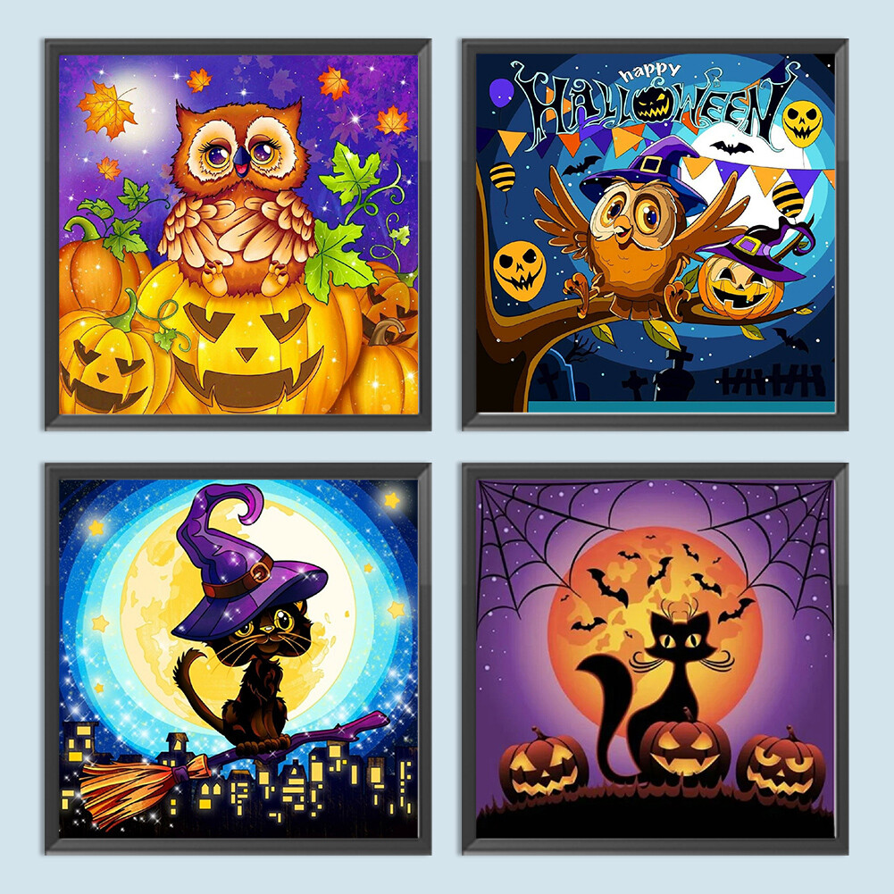 AHEJIOO Diamond Painting Halloween - 5D DIY Bastelset Kürbis Motiv 19x18,4cm