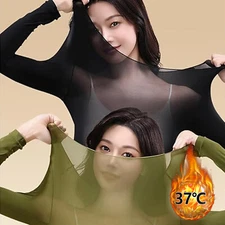 Women's Silk Thermal Shirt Long Sleeve Underwear Top Ultral-Thin Shirts 1-2PCS